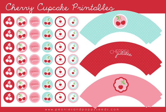 Free Cherry Cupcake Printables - Dorky Doodles