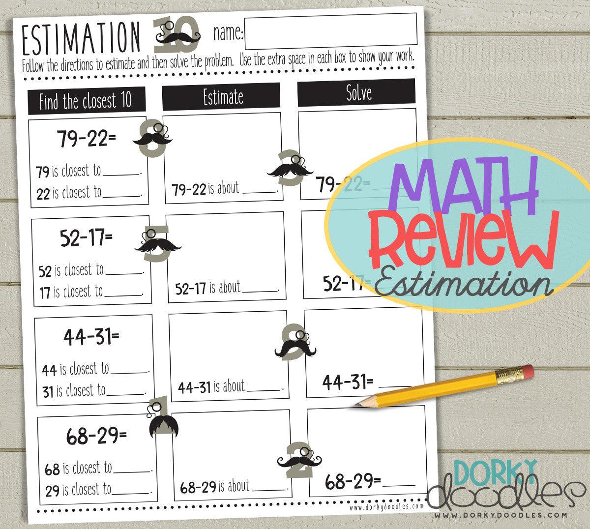 Free Estimation Worksheet Printable – Dorky Doodles