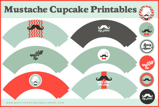 Free Mustache Party Cupcake Printables - Dorky Doodles