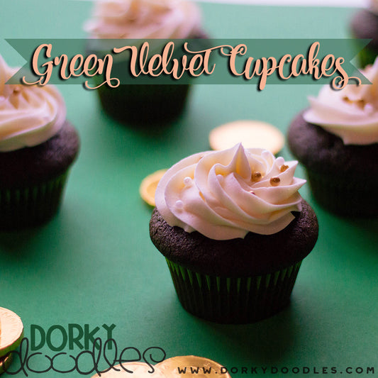 Green Velvet Cupcakes - Dorky Doodles