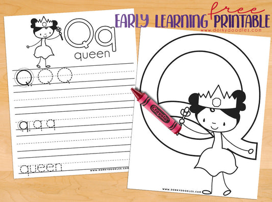 Letter Q Writing Practice Printables - Dorky Doodles