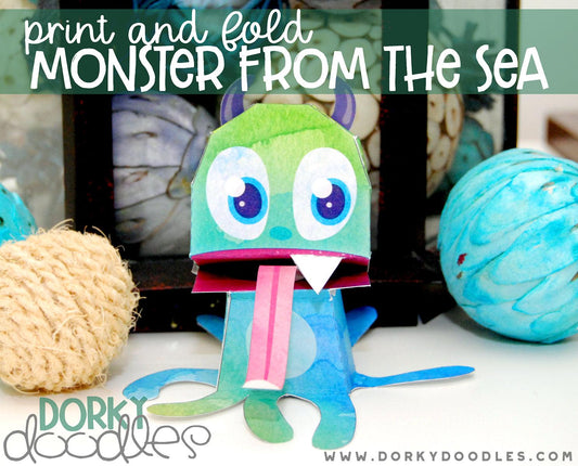 Monster from the Sea Printable Toy - Dorky Doodles