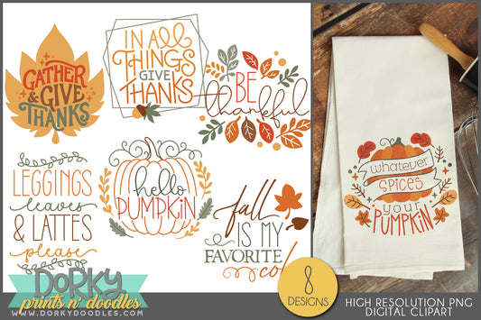 Thankful Fall Pumpkin Spice Thanksgiving Clipart