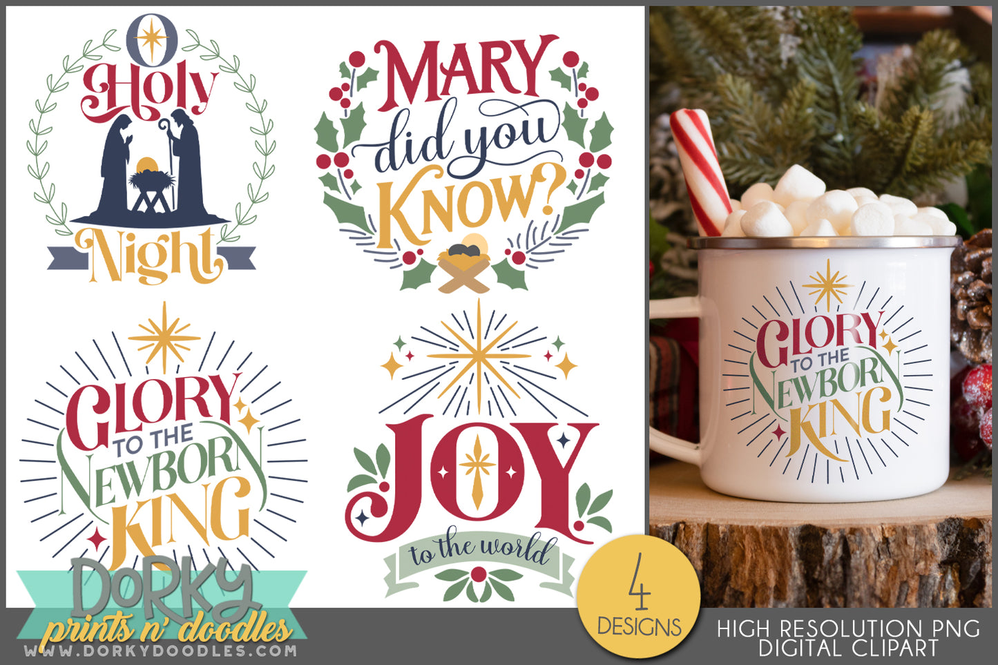 Pretty Nativity Sayings Christmas Clipart