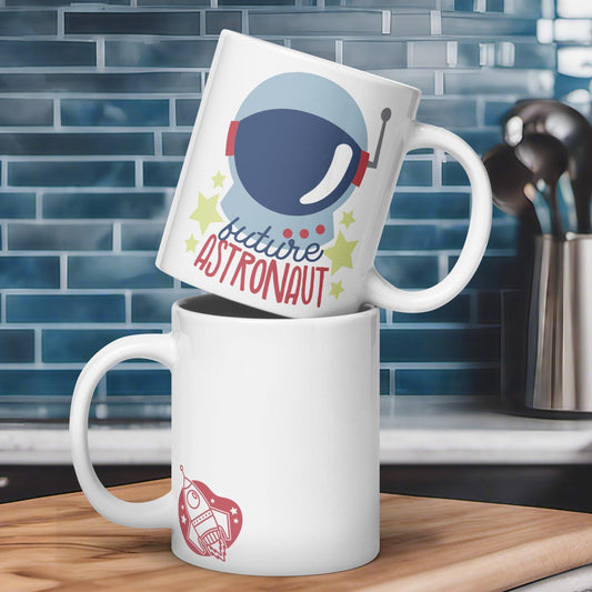 Adorable Explorer: White Glossy Mug for your Future Astronaut - Dorky Doodles