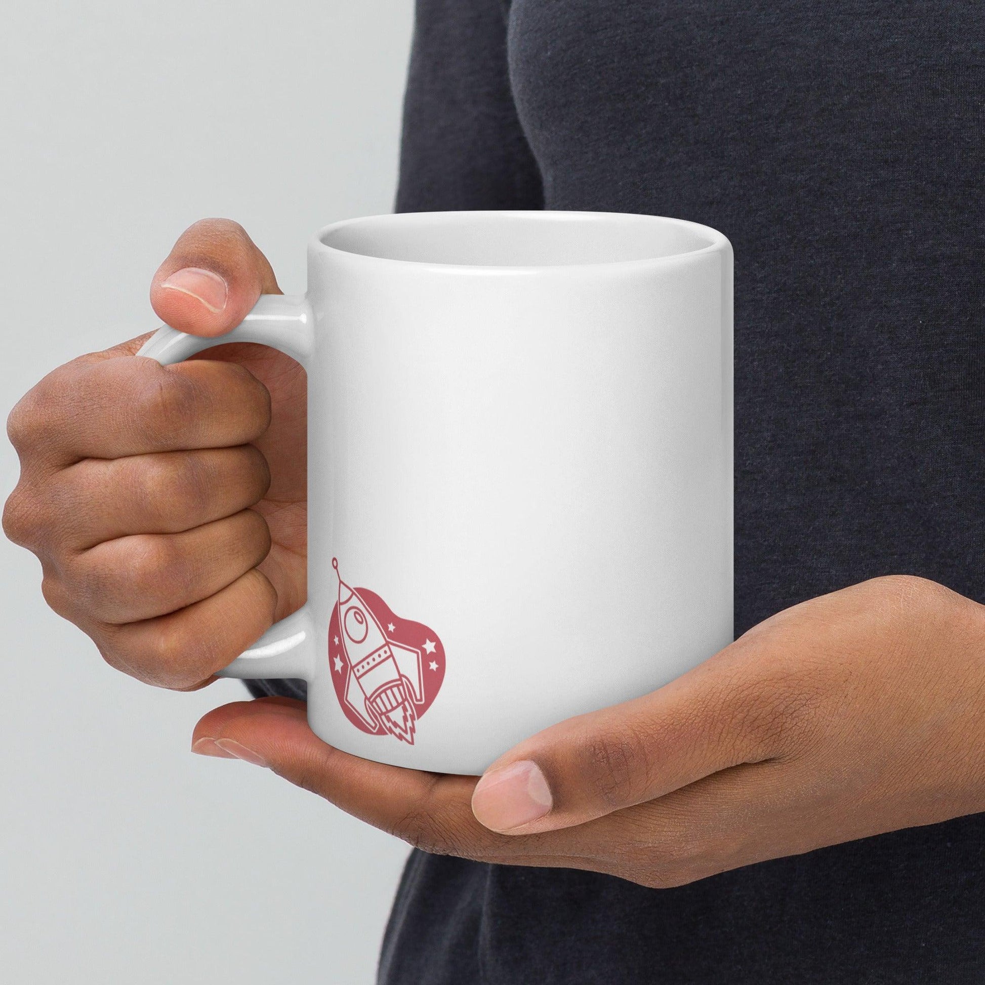 Adorable Explorer: White Glossy Mug for your Future Astronaut - Dorky Doodles