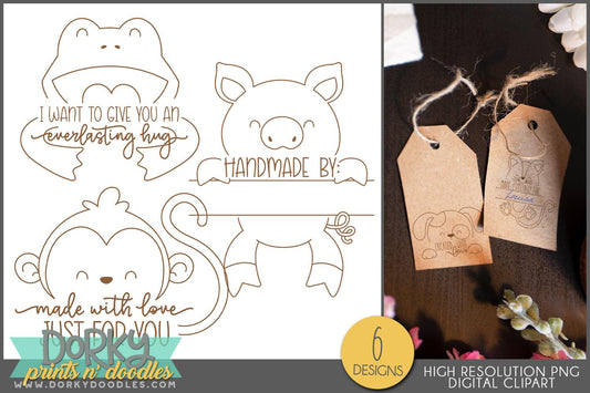 Animal Craft Tag Designs Clipart - Dorky Doodles