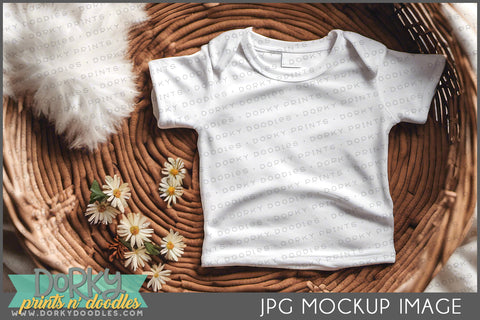 Baby Shirt in Basket Mockup Image