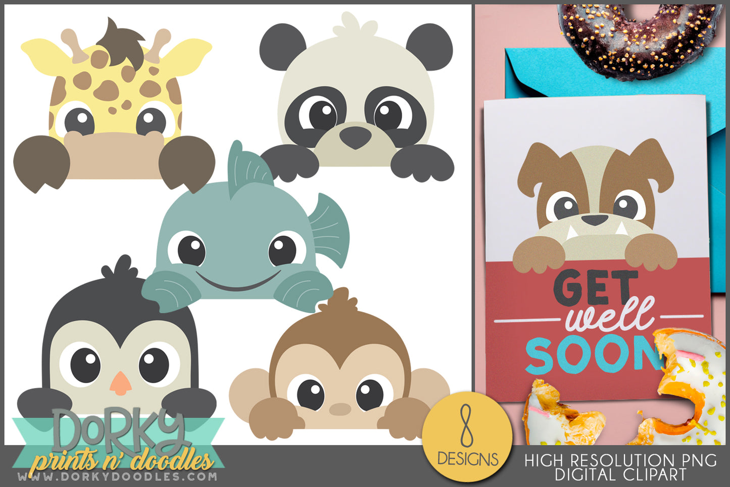 Cute Peeking Animals Clipart Bundle