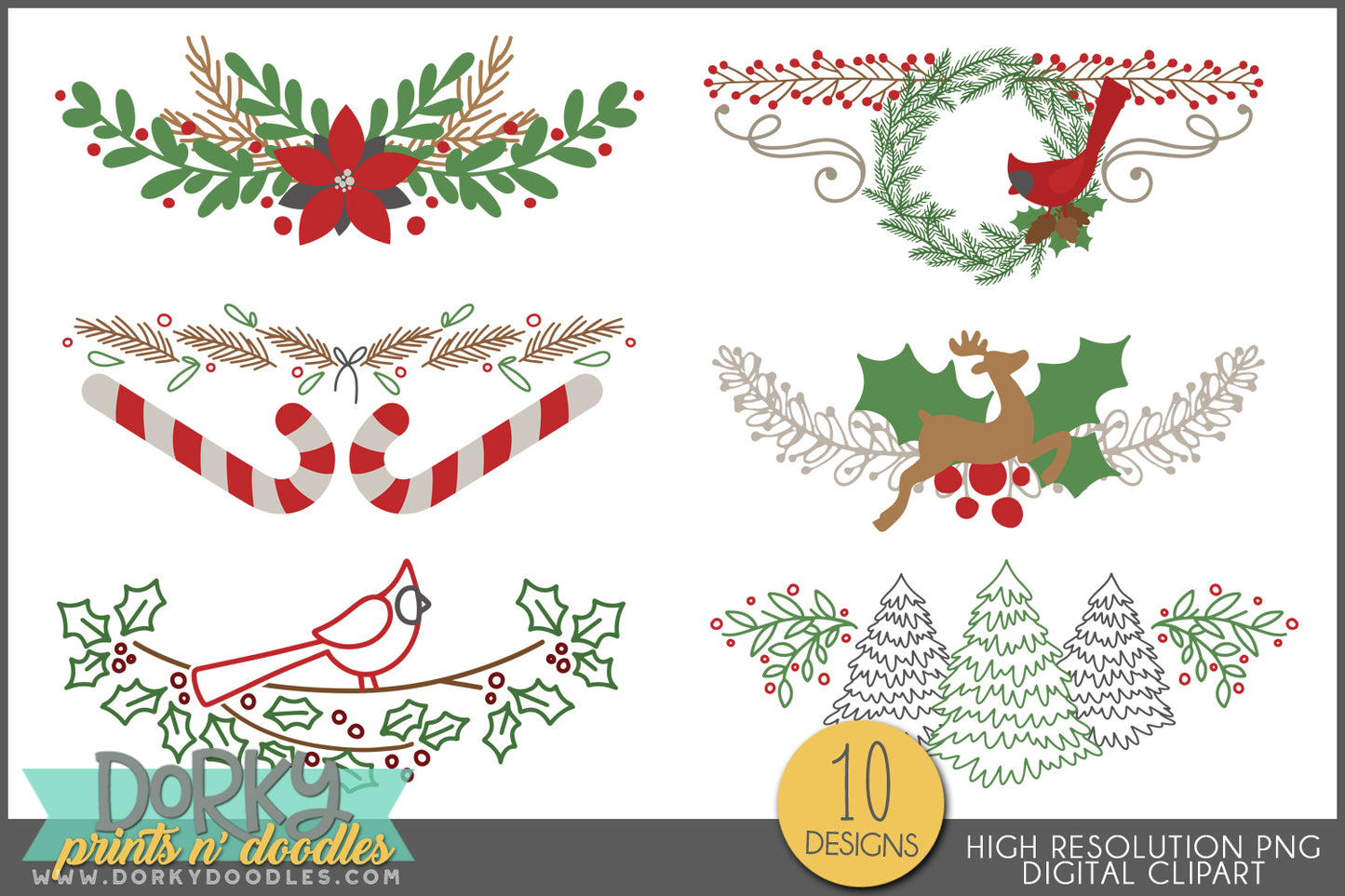 Country Holiday Farm Embellishment Designs - Rustic Christmas Clipart