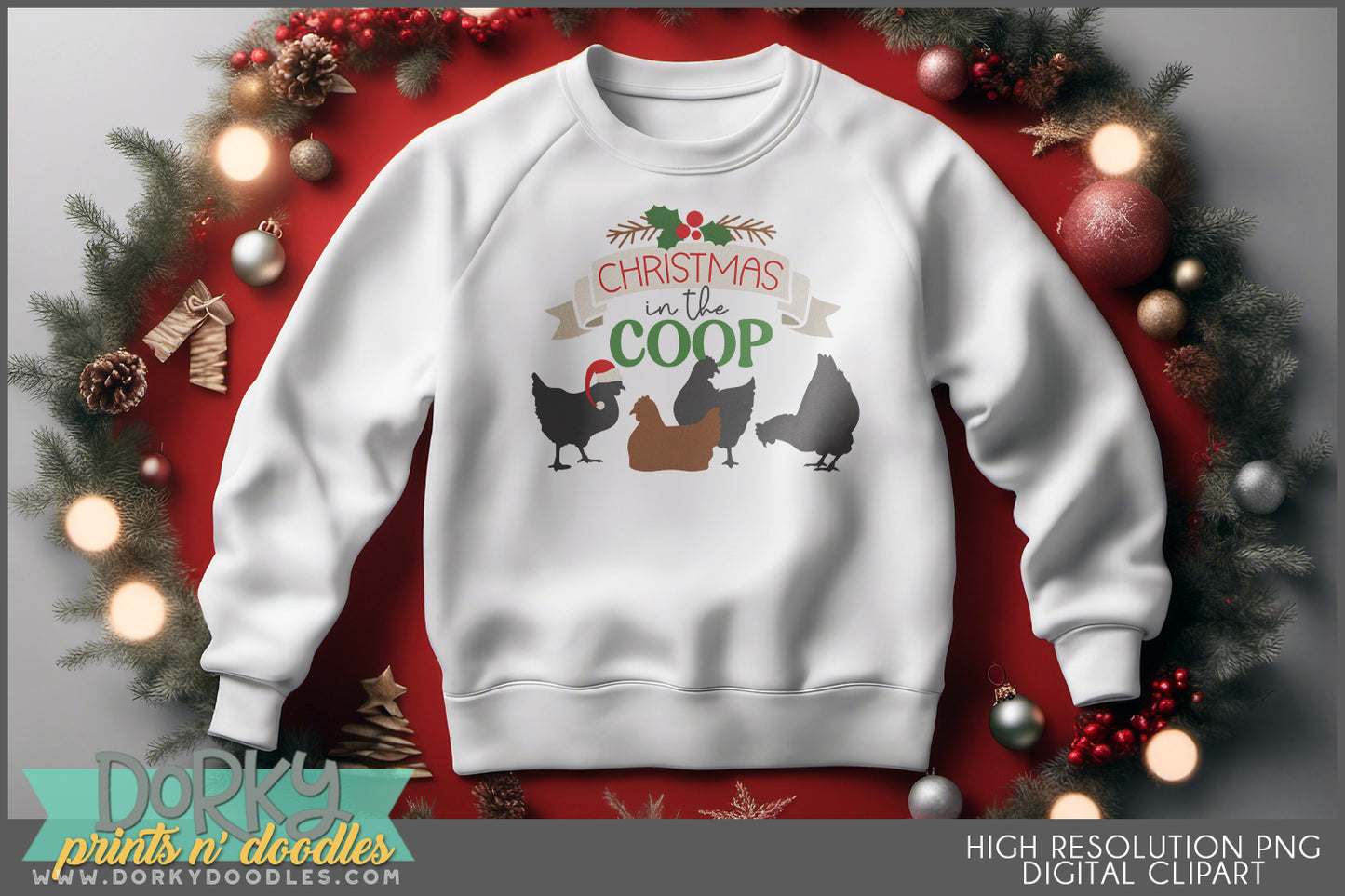 Country Holiday Farm Animal - Rustic Christmas Clipart