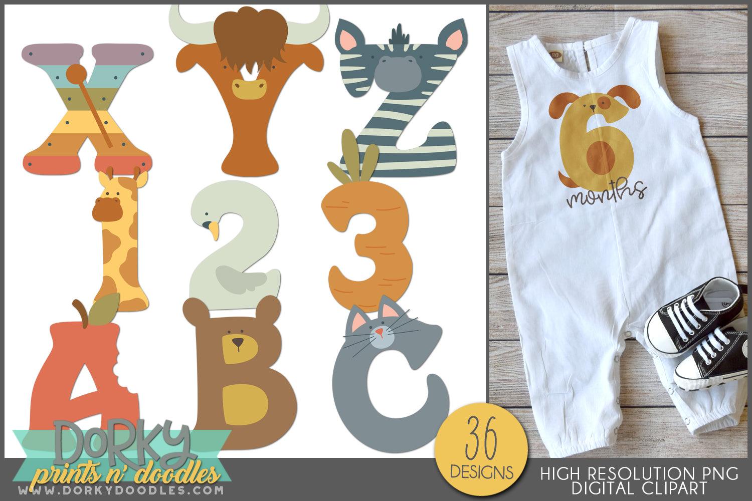 Cute Alphabet Clipart - Dorky Doodles