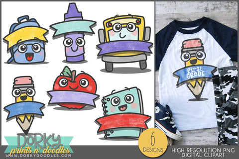 Cute and Fun Labels for School Clipart - Dorky Doodles