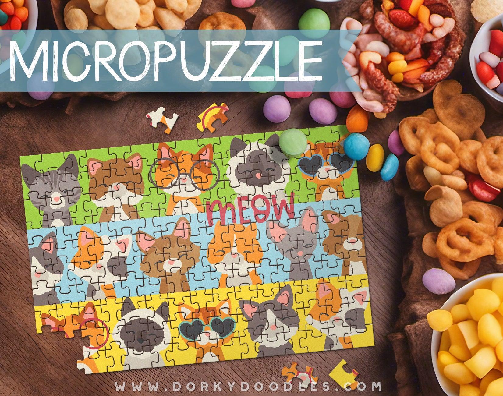 Cute Cat Collage Micro Puzzle - Small 4x6 Inch Micropuzzle Gift - Dorky Doodles