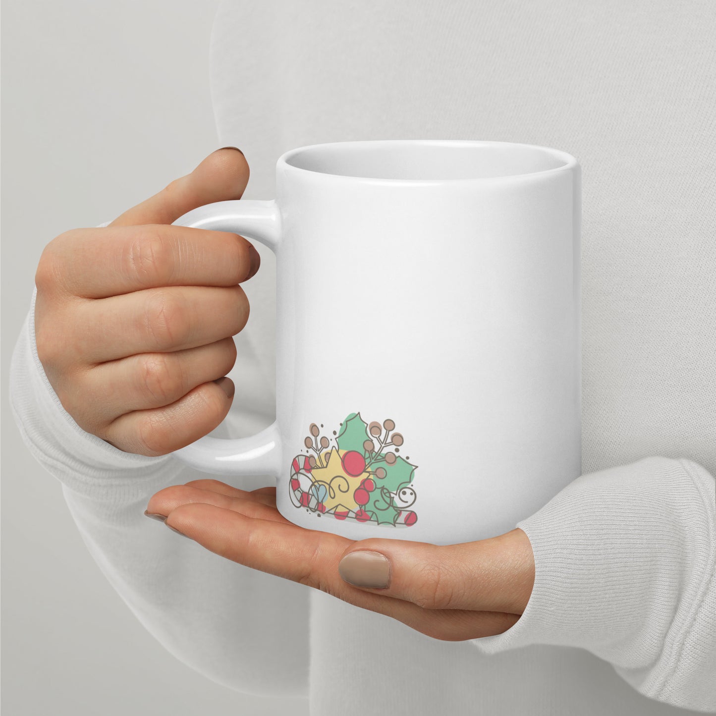 Doodle Nativity Mug - Large 20 Ounce White Glossy Mug for the Christmas Season