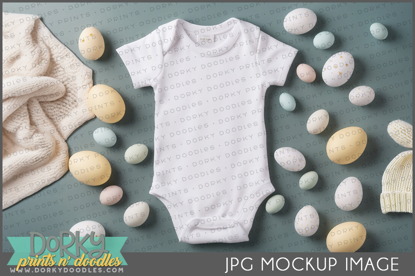 Baby Onesie Mockup Image for Spring or Easter