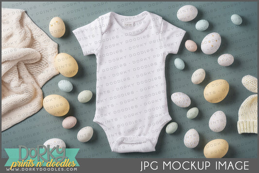 Baby Onesie Mockup Image for Spring or Easter