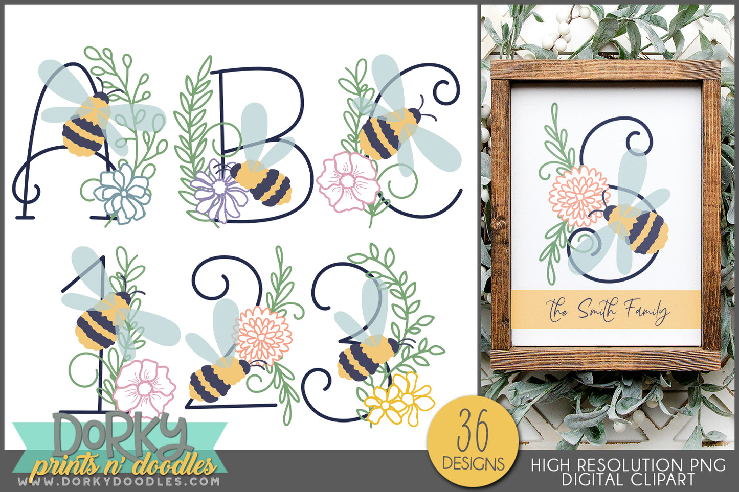 Bee Positive Inspirational Clipart Bundle
