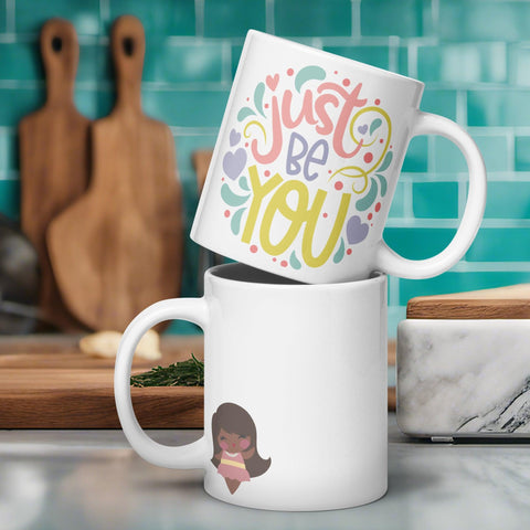 Embrace Your Uniqueness: White Glossy Mug for Inspiring Women - Dorky Doodles