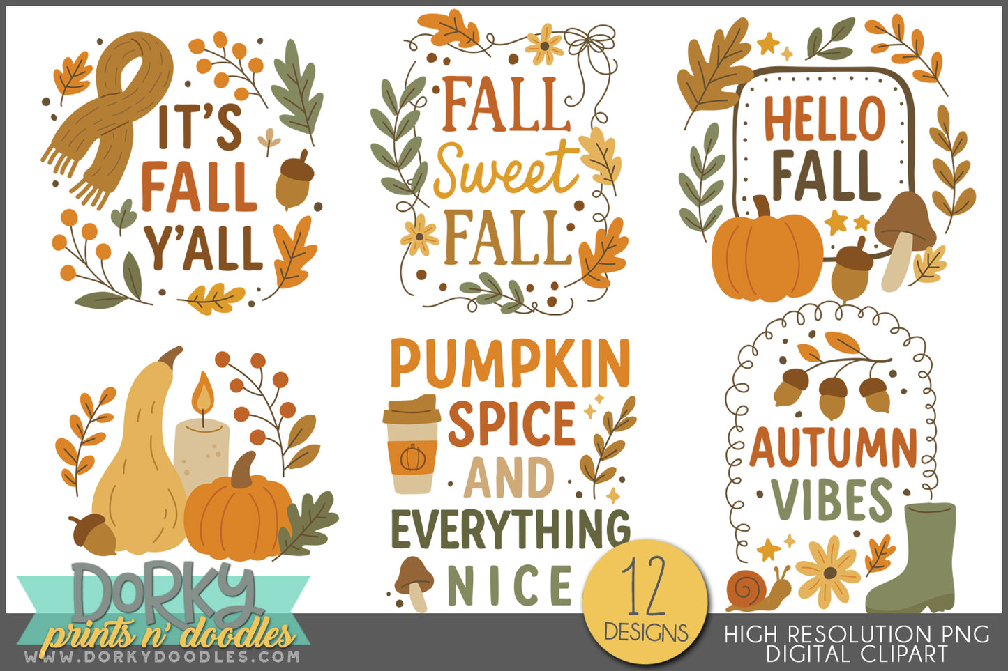 Fun Sayings for Fall and Thanksgiving Clipart