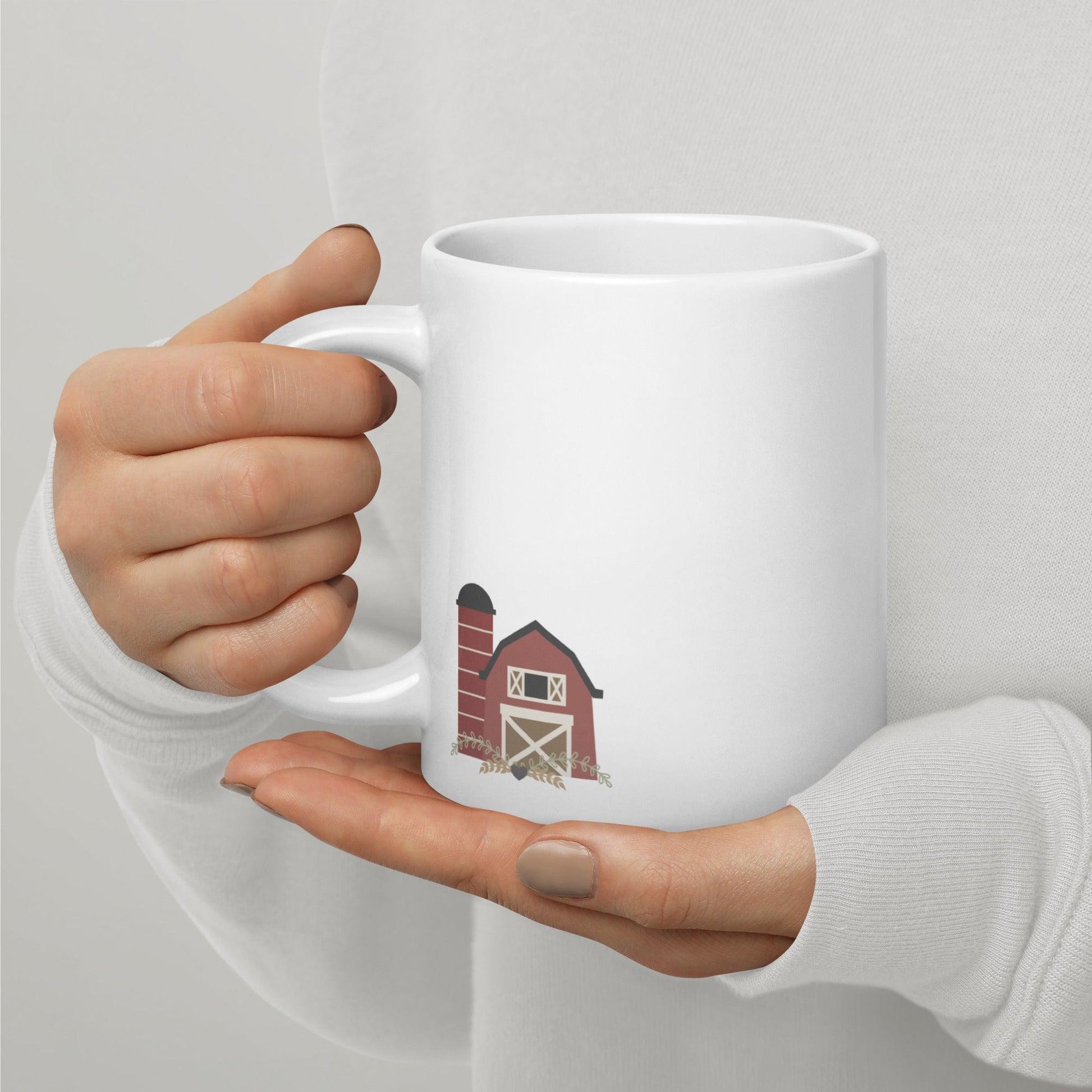 Farmstead Advocate: White Glossy Mug with 'Support Your Local Farmer' - Dorky Doodles