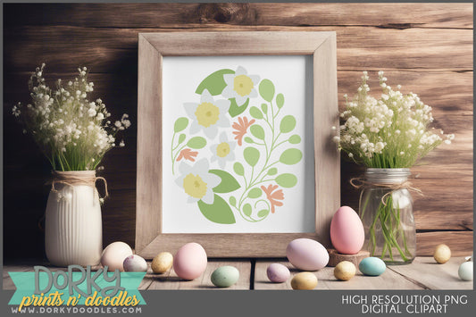 Pretty Floral Easter Egg Spring Clipart