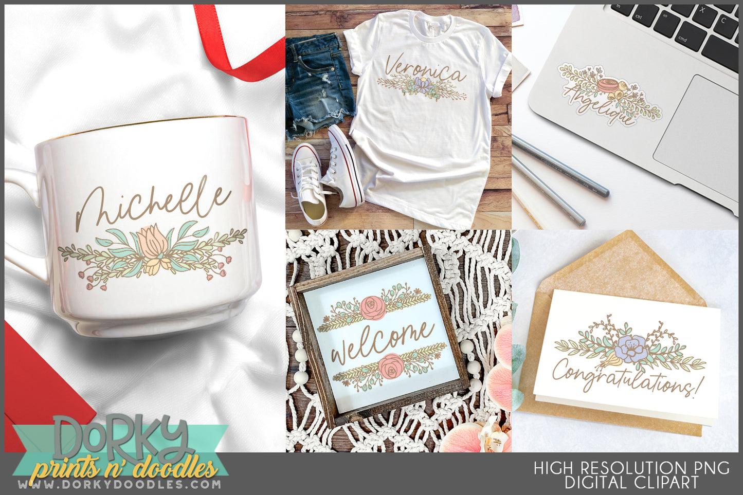 Inspirational Floral Clipart Bundle
