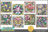 Floral Stained Glass Spring Clipart