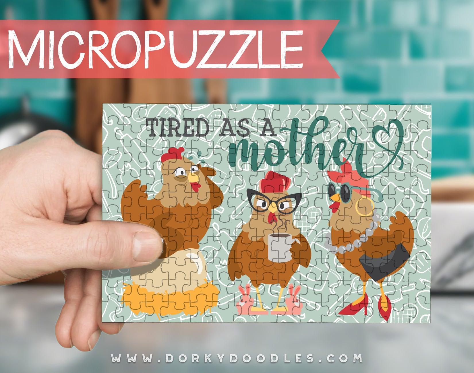 Funny Chicken Mother Micro Puzzle - Small 4x6 Inch Micropuzzle Gift - Dorky Doodles