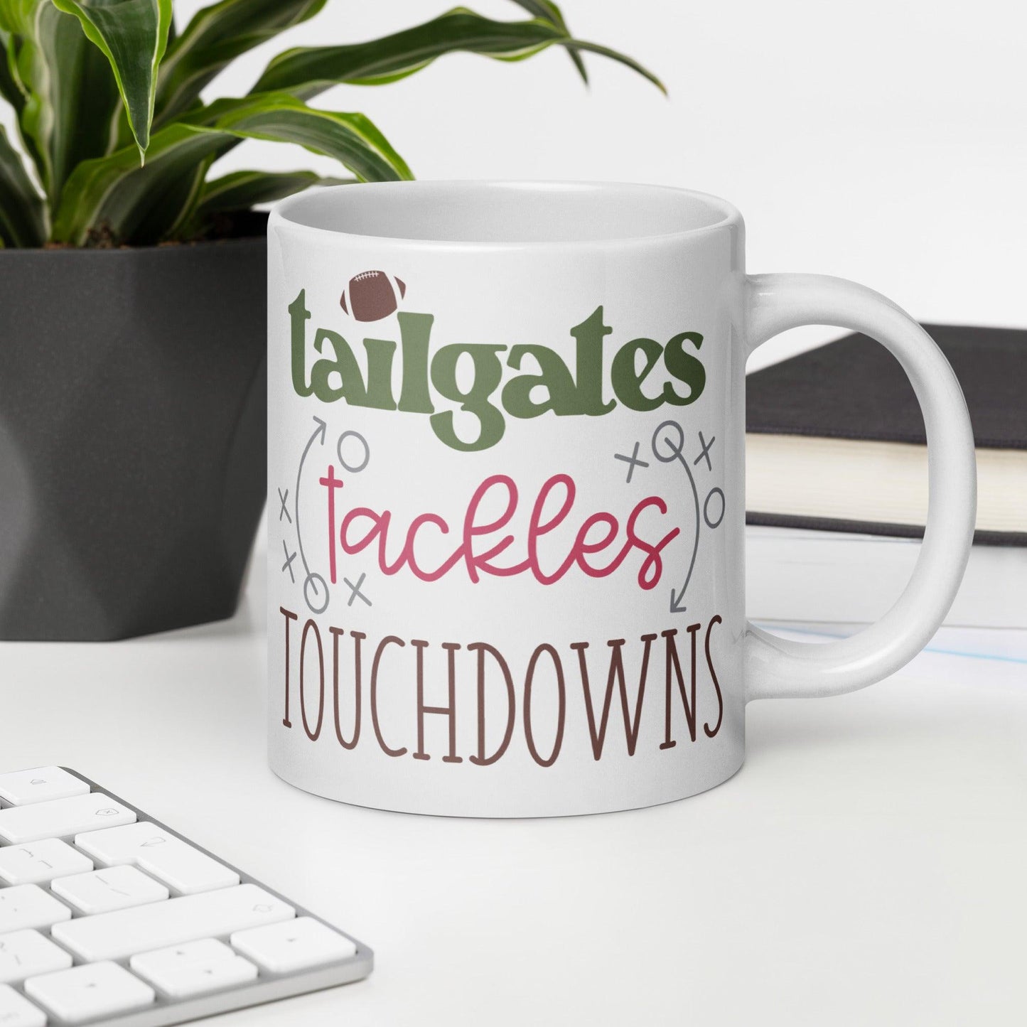 Game Day Glory: White Glossy Mug for Football Enthusiasts - Dorky Doodles