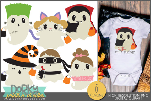 Ghosts in Costume Halloween Clipart