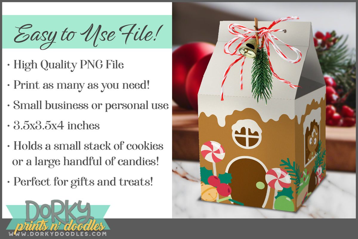 Gingerbread House Treat Box Printable and Cut File
