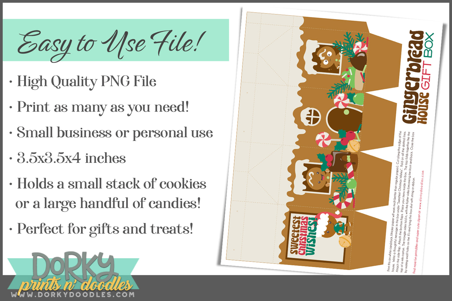 Gingerbread Milk Carton Gift Box - Christmas Printables