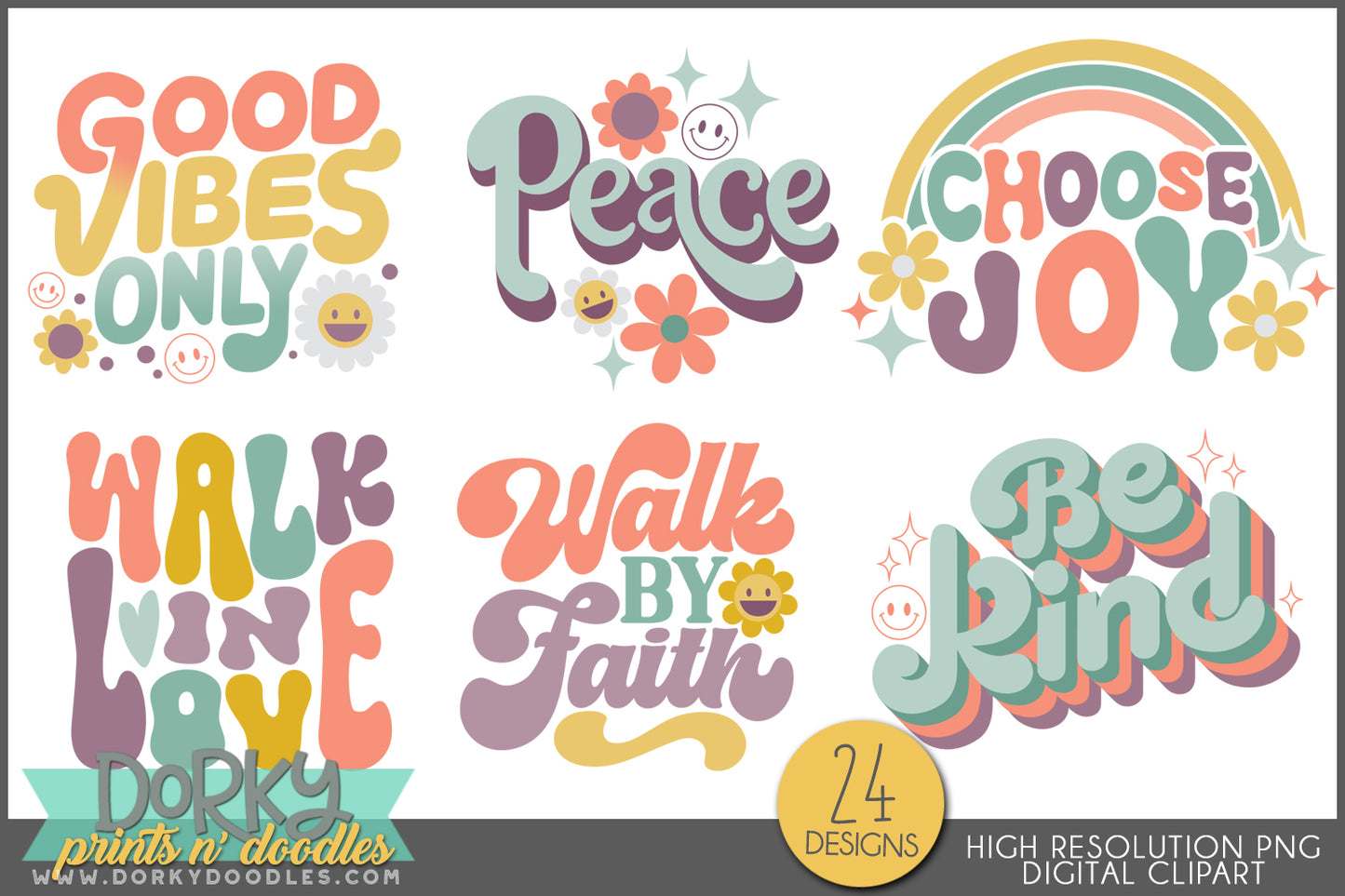 Fun and Groovy Positive Sayings Clipart