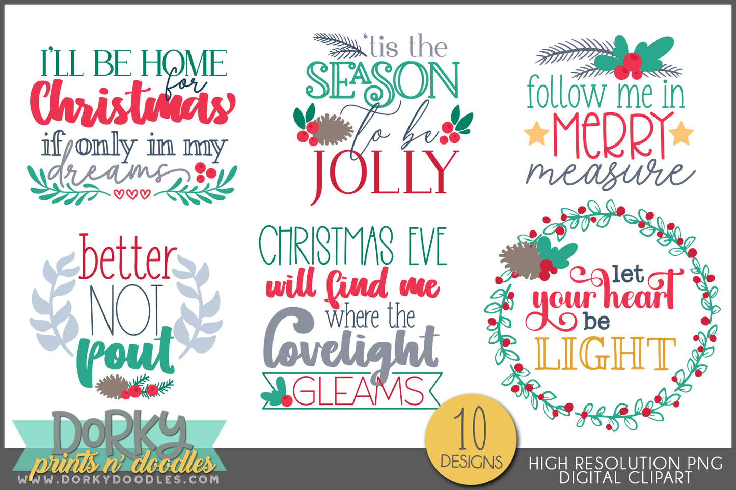 Holiday Song Lyric Designs - Musical Christmas Clipart