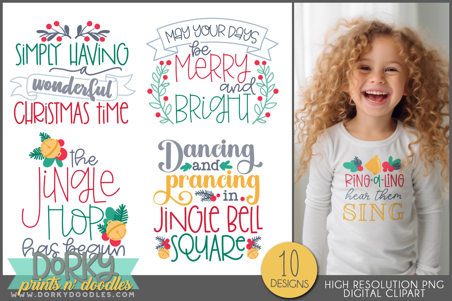 Holiday Song Lyric Designs - Musical Christmas Clipart