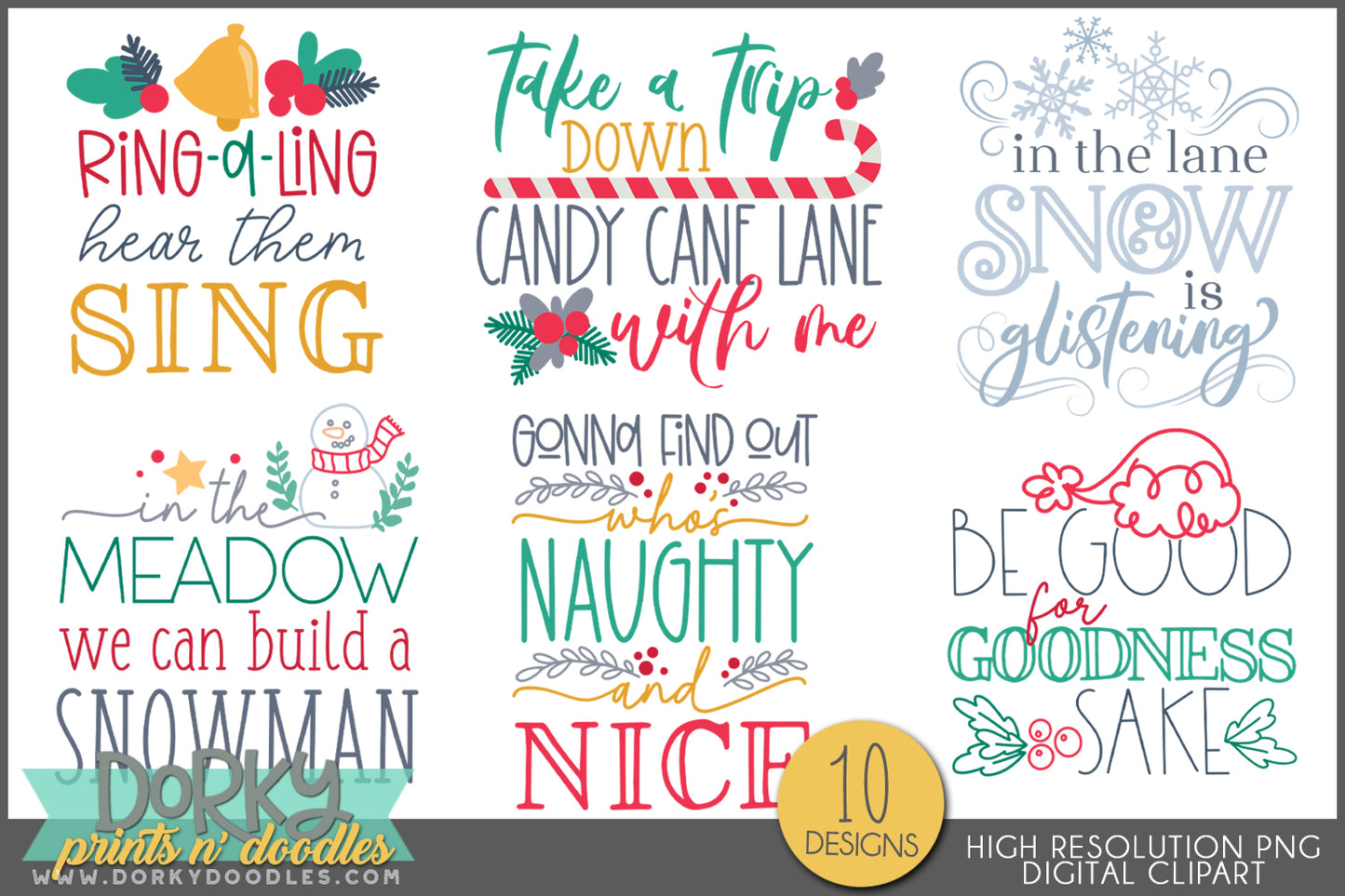 Holiday Song Lyric Designs - Musical Christmas Clipart