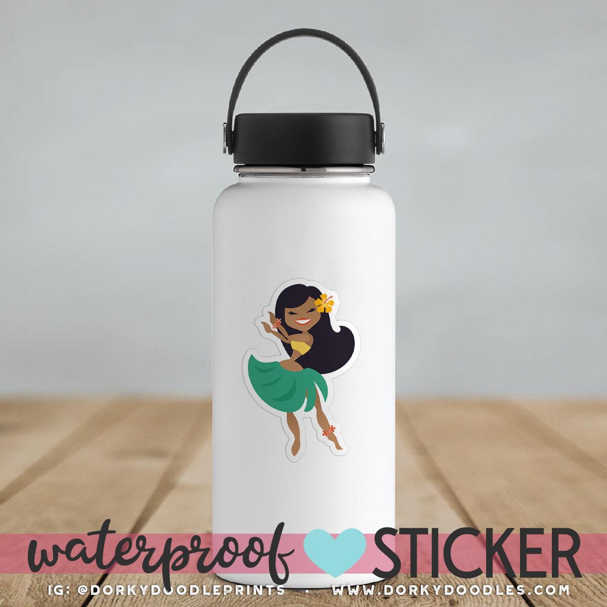 Hula Girl Large Waterproof Sticker - Dorky Doodles