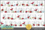 Ladybug and Flowers Alphabet Clipart