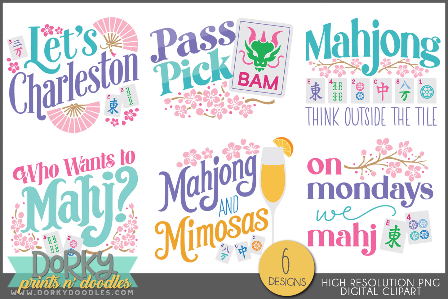 Fun American Mahjong Sayings Clipart