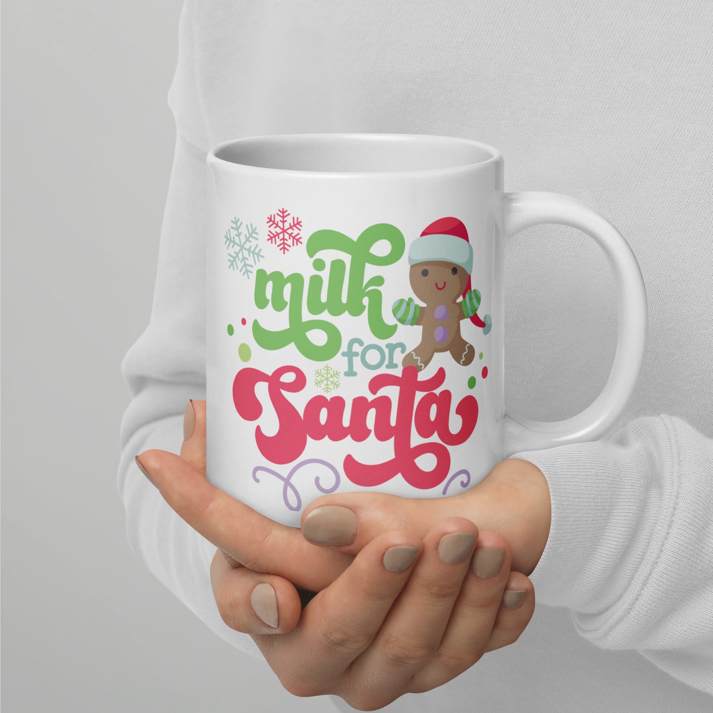 Cute Christmas Milk for Santa Mug - Large 20 Ounce White Glossy Mug for the Holiday Season
