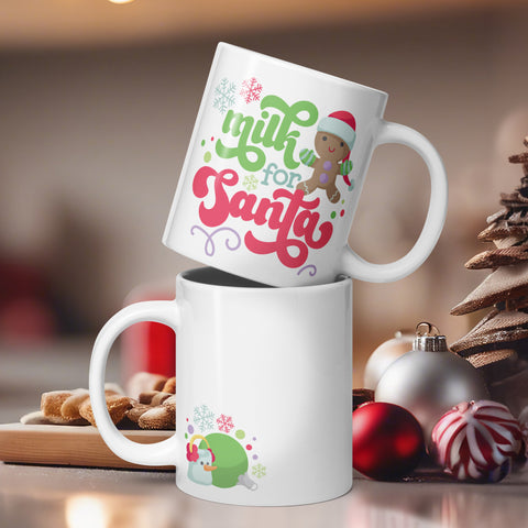 Cute Christmas Milk for Santa Mug - Large 20 Ounce White Glossy Mug for the Holiday Season