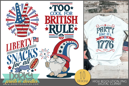 Red White and Blue Patriotic Sayings Summer Clipart