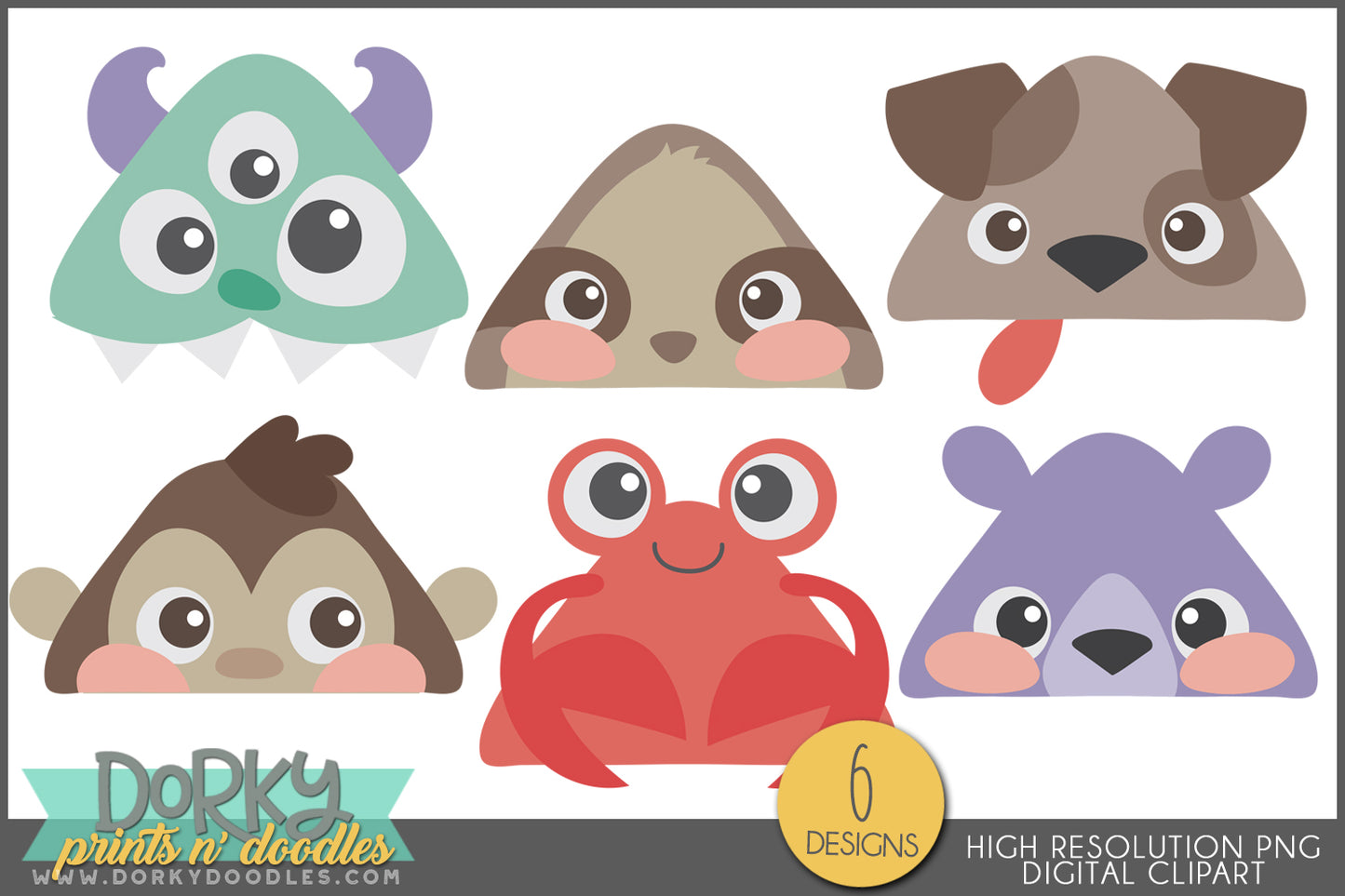 Cute Peeking Animals Clipart Bundle
