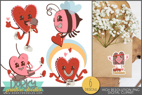 Retro Heart Designs - Fun Valentine Clipart