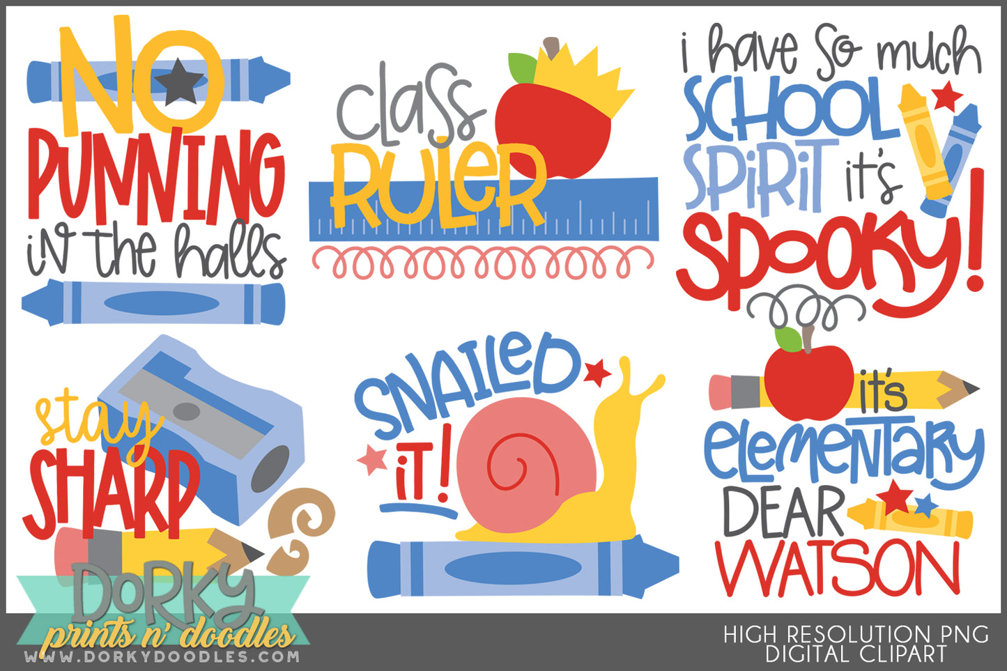 Funny Back to School Clipart Bundle