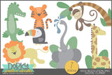 Silly Whimsical Jungle Animals Clipart - Dorky Doodles