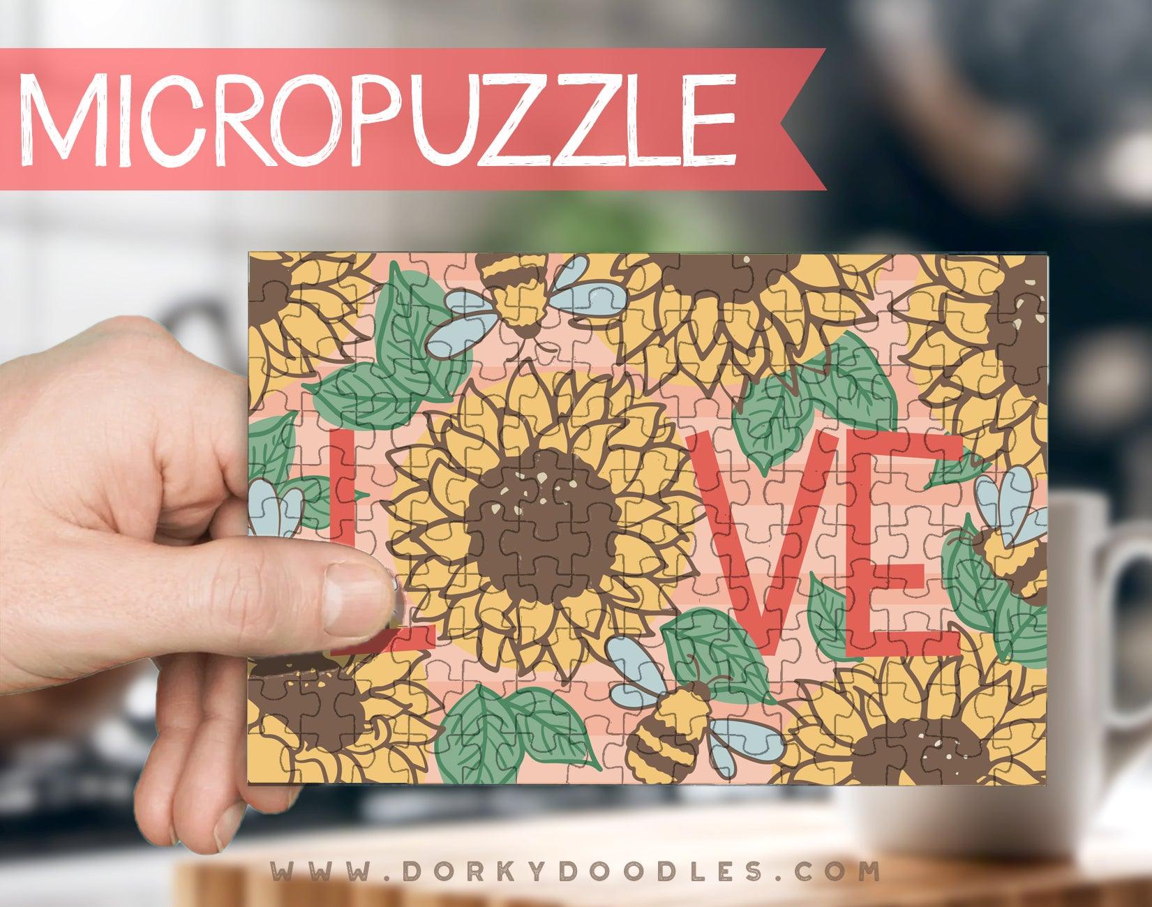 Sunflower Love Micro Puzzle - Small 4x6 Inch Micropuzzle Gift - Dorky Doodles