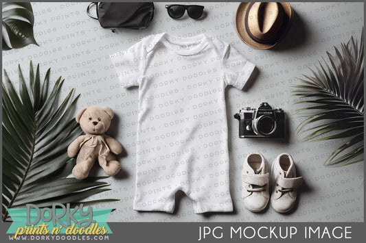 Creative White Baby Romper Mockup Image