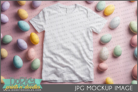 White TShirt Mockup Image for Spring or Easter